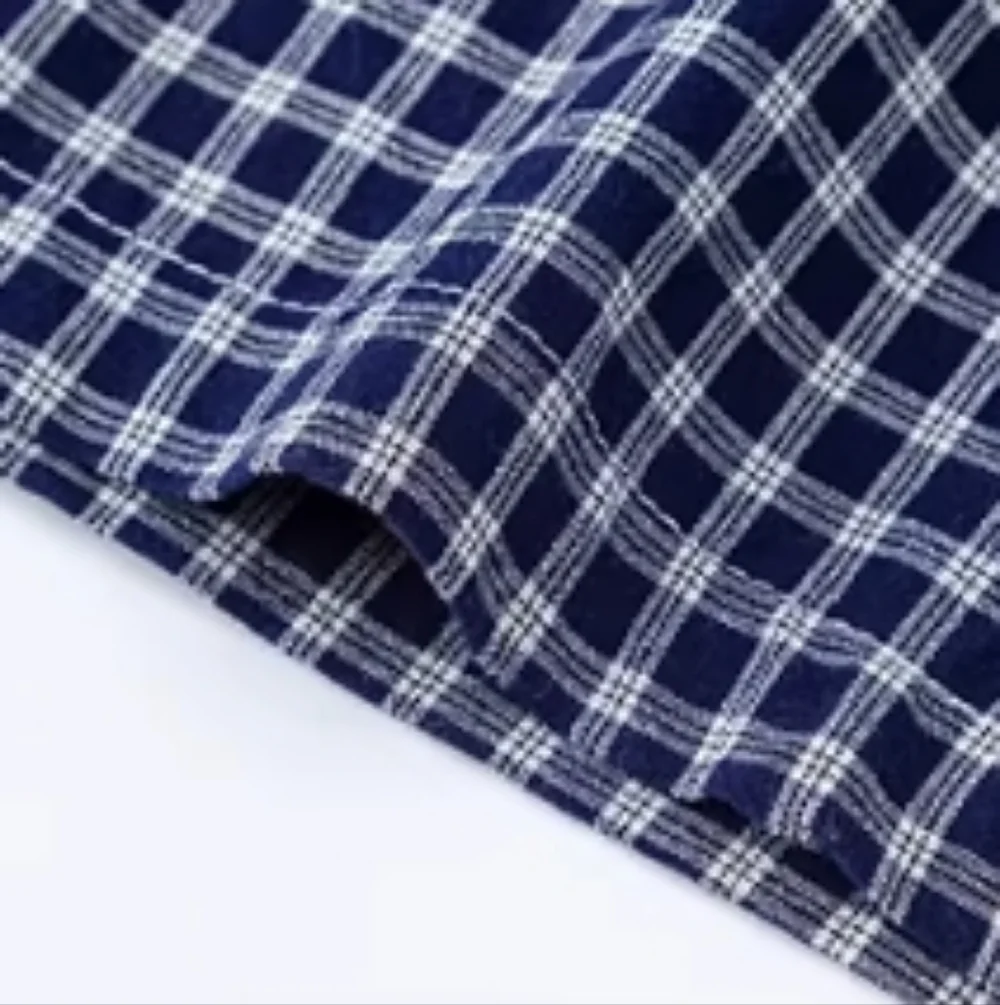 Navy Gingham Beaded Scarf Detail Pocket Shirt - Picture 2 of 4